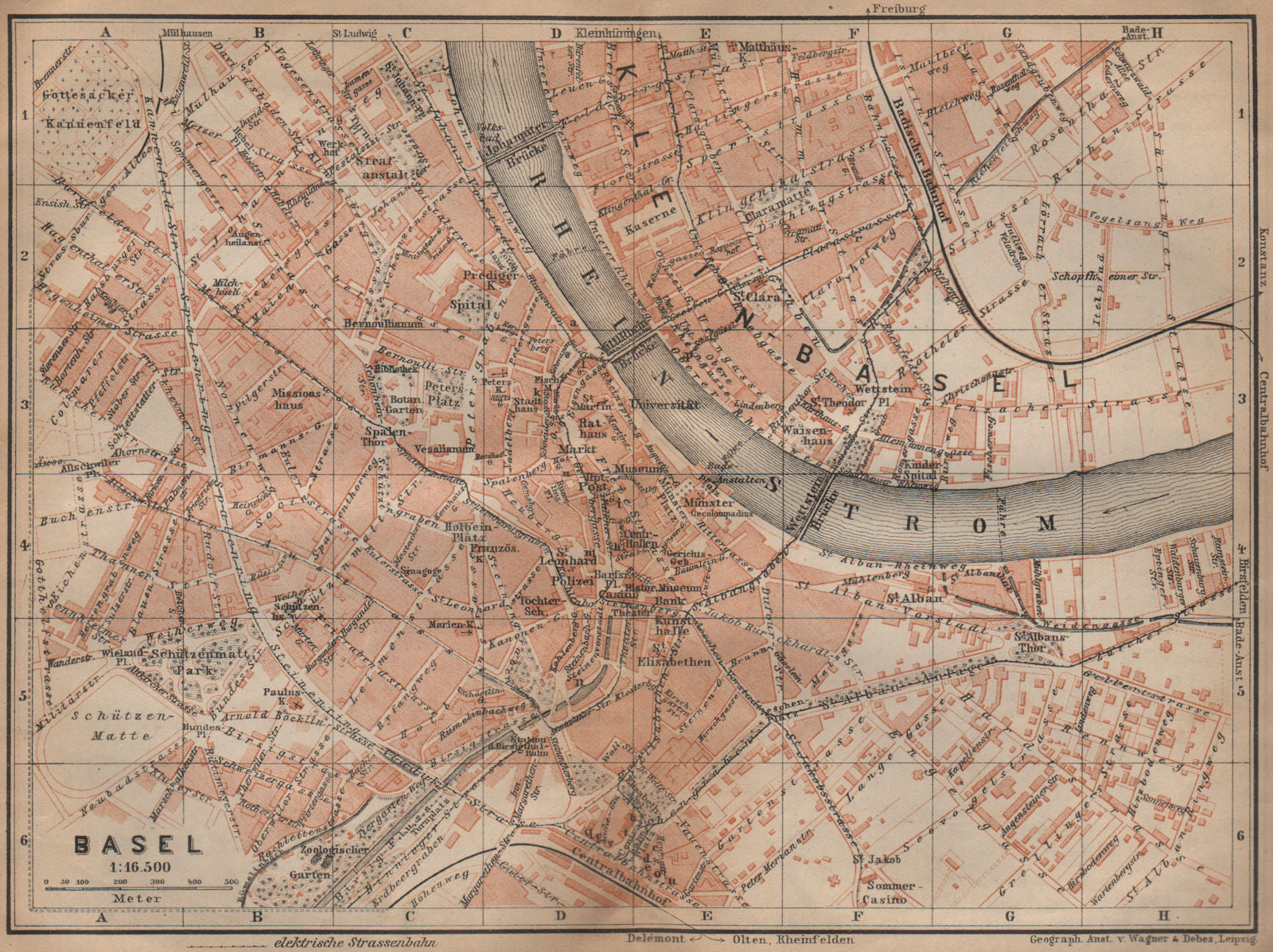BÂLE BASEL. Basle. town city stadtplan. Switzerland Suisse Schweiz 1907 map